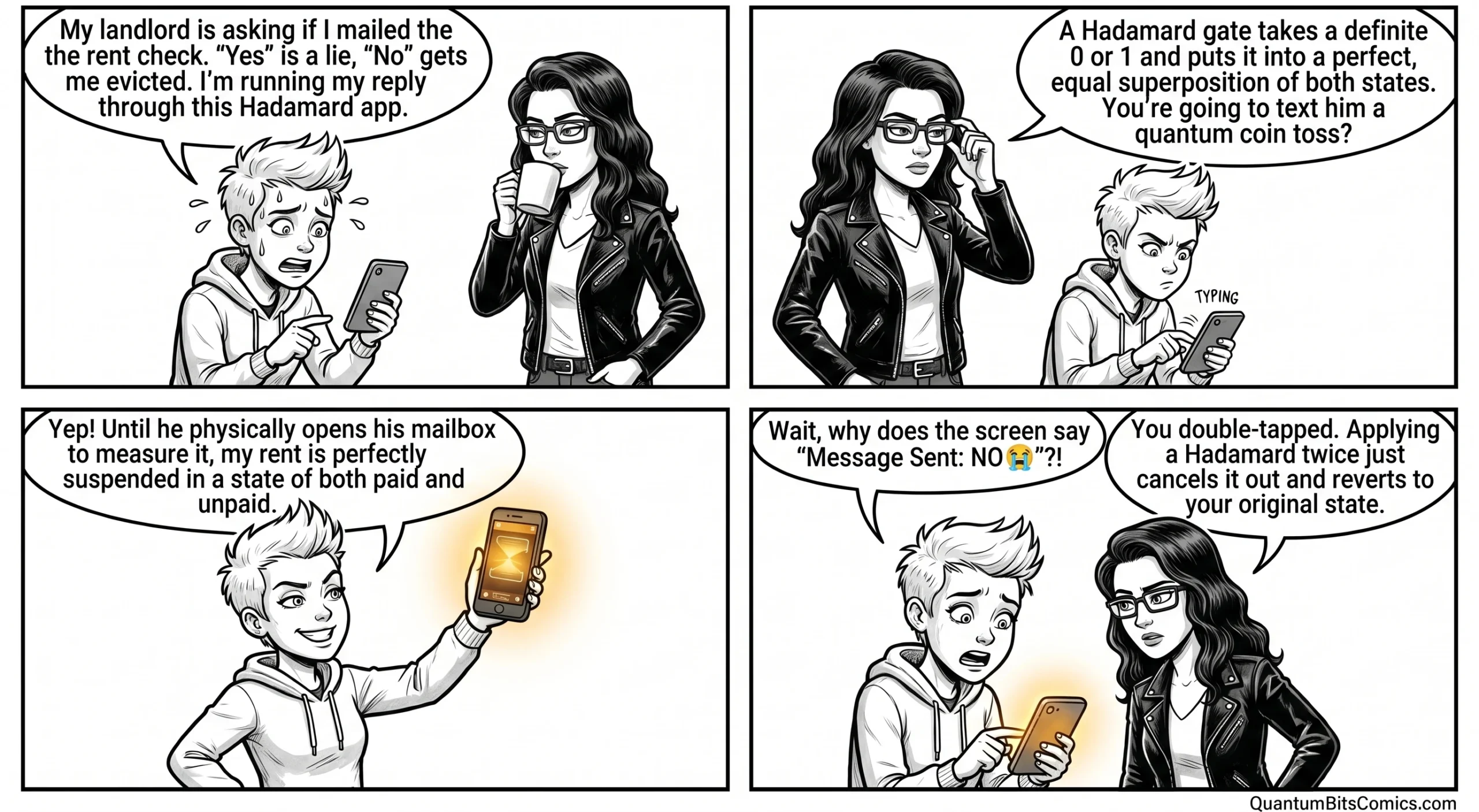 A quantum comic strip about hadamard gate