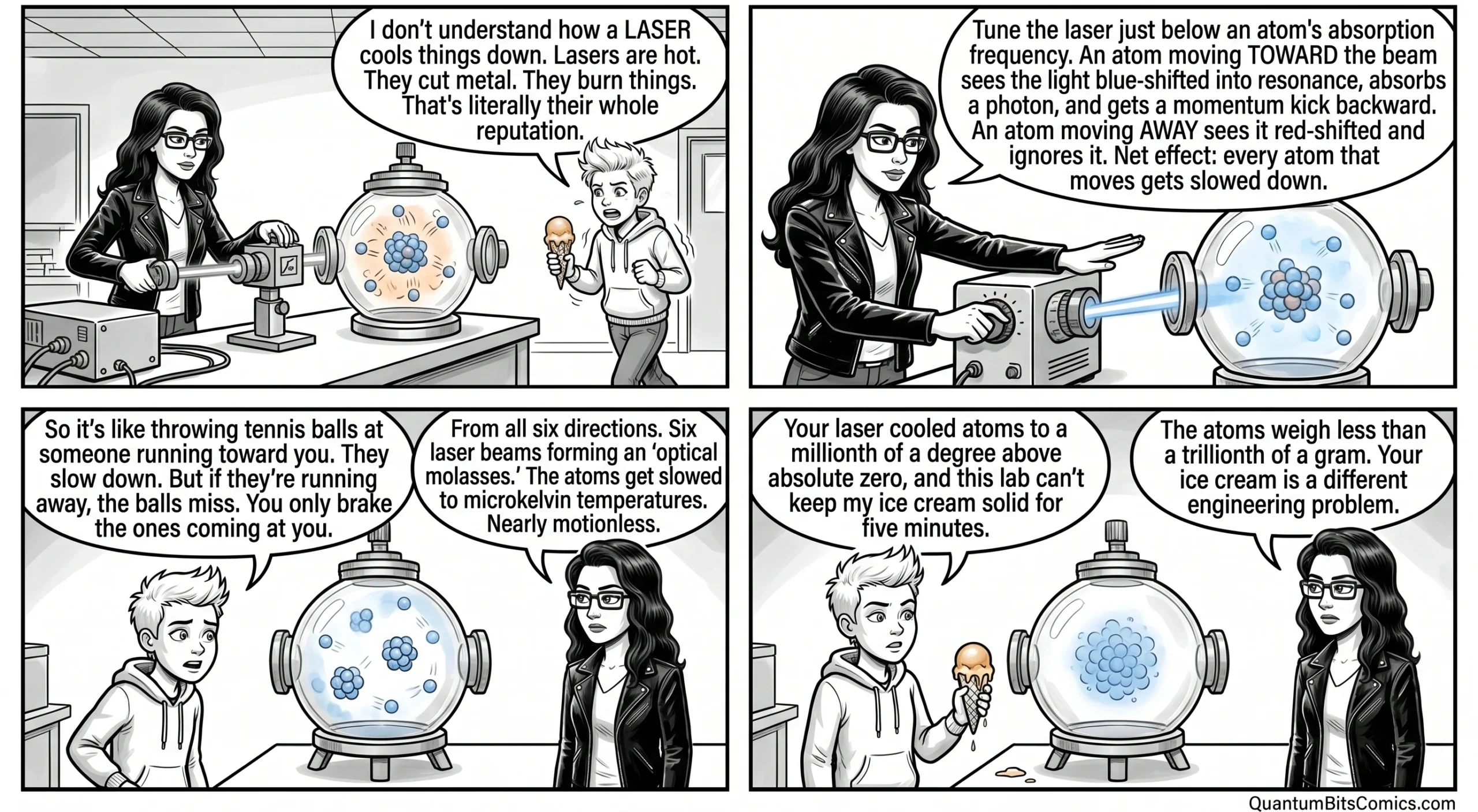 A quantum comic strip about laser cooling