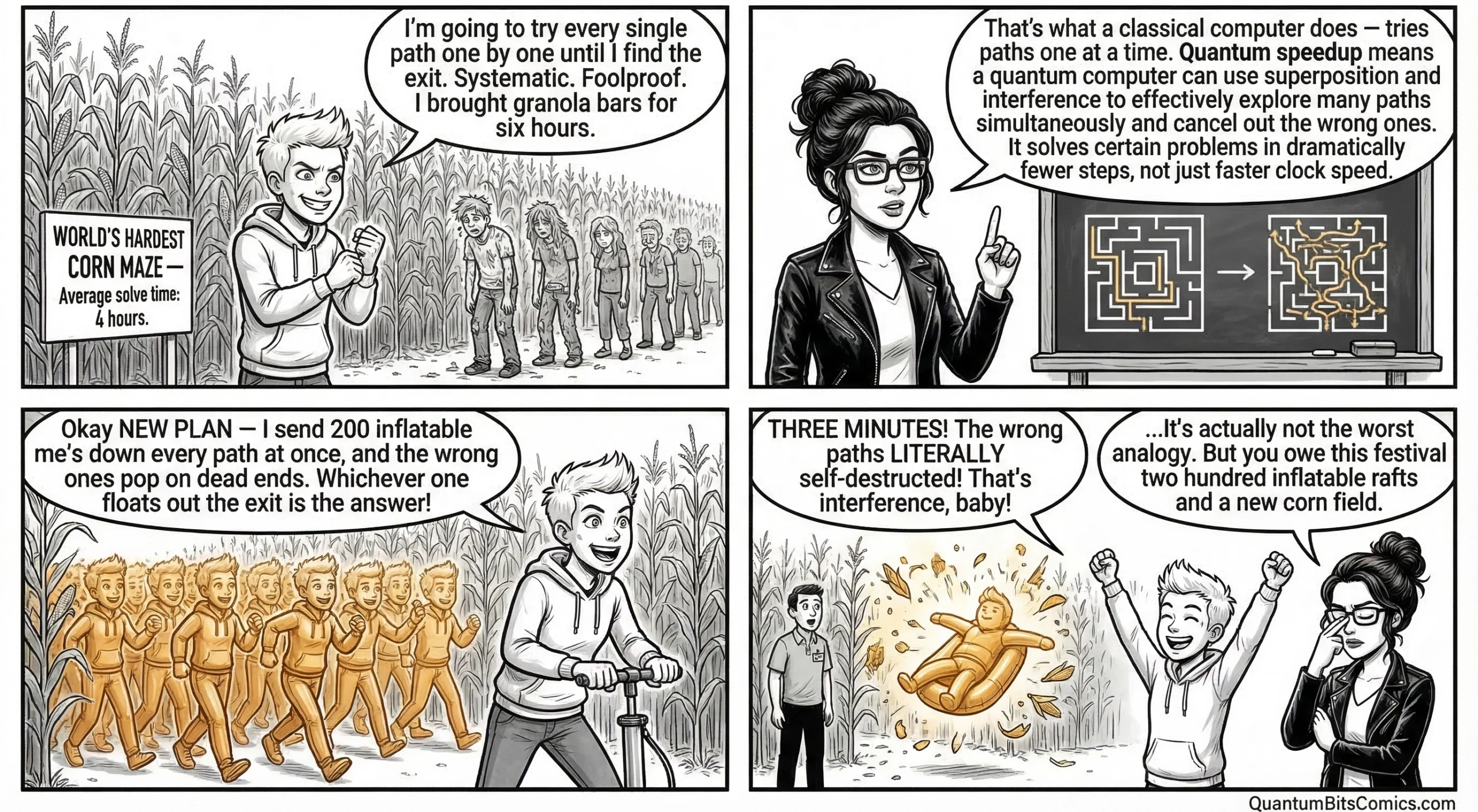 A quantum comic strip about quantum speedup