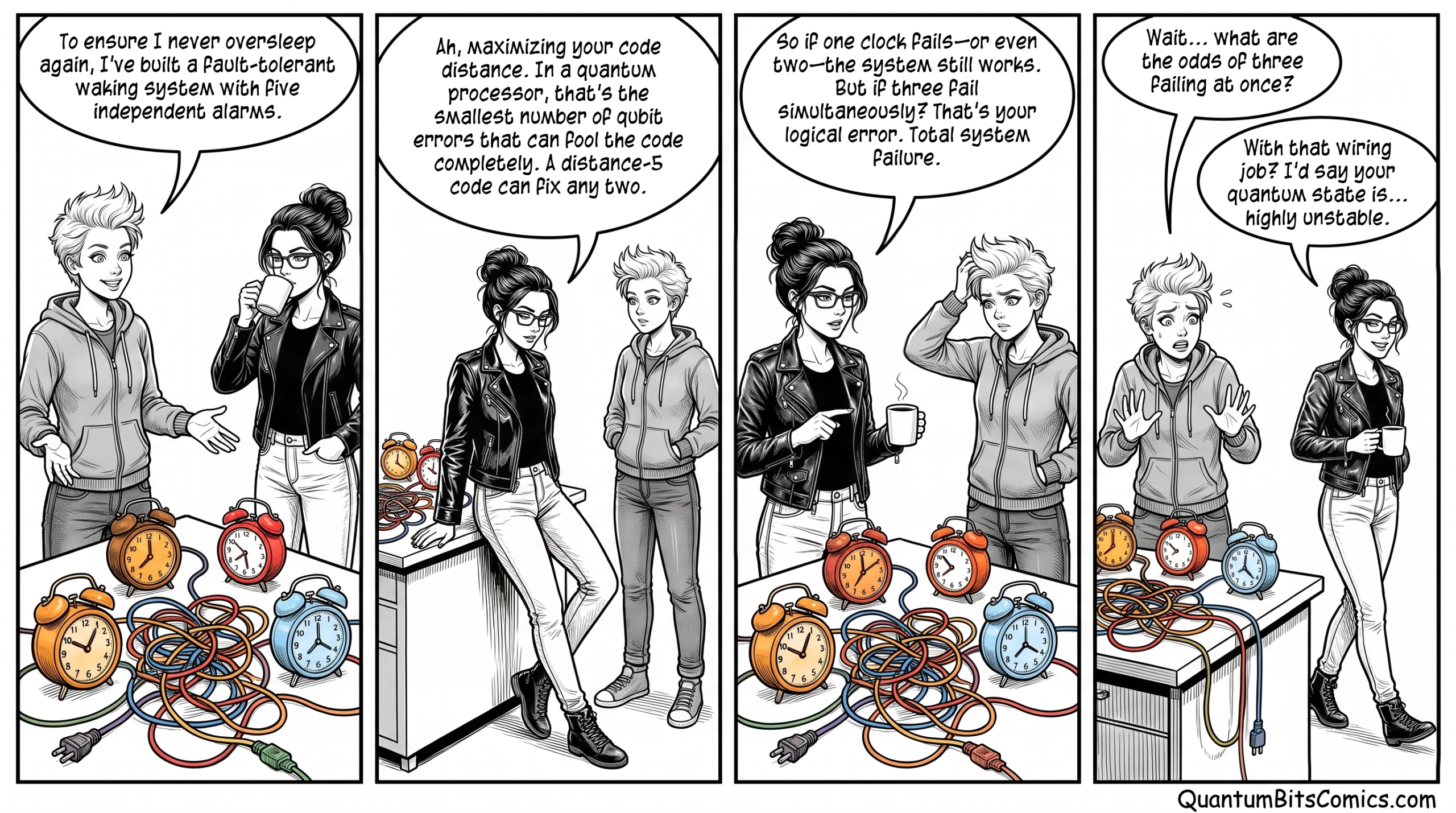 A quantum comic strip about code distance