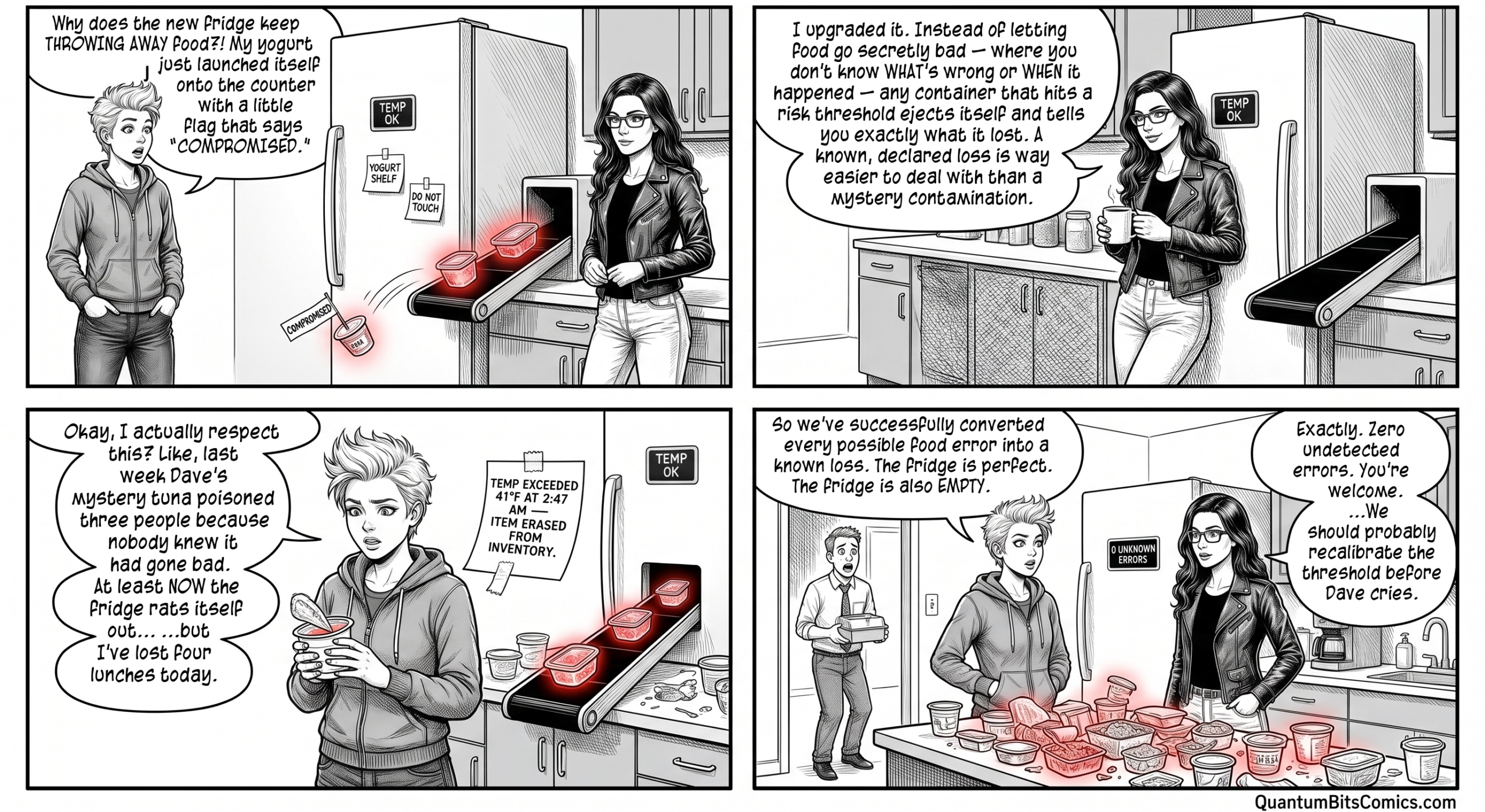 A quantum comic strip about erasure conversion